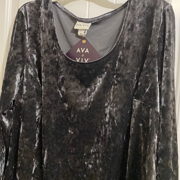 Women's Plus Size Velvet Long Sleeve Body Suit - Ava & Viv™ - Gray Size 2X - Picture 3 of 6